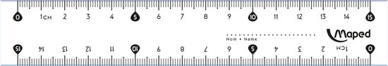 Lineāls MAPED Classic 15cm PP maisiņā, 15365100