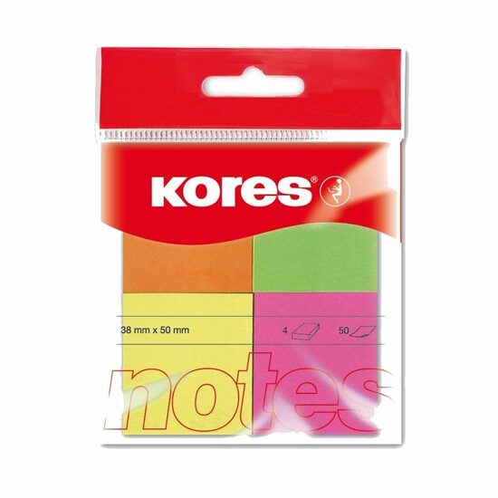 Līmlapiņas KORES 40*50mm 4 neona krāsas, 10671200