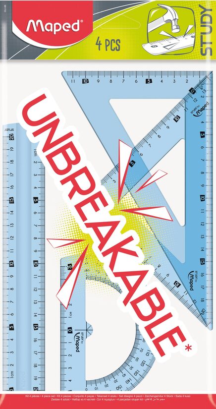 Lineālu komplekts nelūztošs MAPED Stady Midi 4 priekšmeti, 15365340