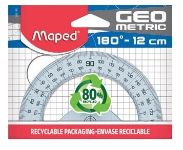 Transporteris MAPED GEOmetric 180/120mm papīra iepakojumā, 15365911