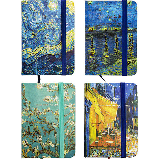 Bloknots A7 līniju 80lp. cietos vākos ar gumiju "Vincent van Gogh", 81146