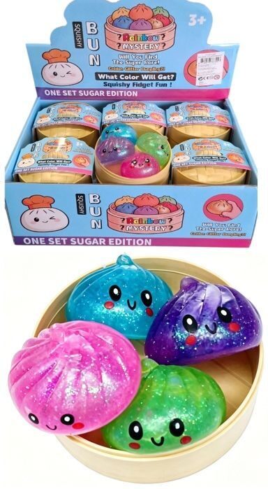Sugar Squishy Dumpling 4small pcs in 8.5cm Basket