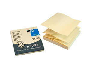 Līmlapiņas 75x75mm,100 lpp., Z-veida, dzeltenas, 