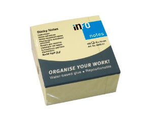 Līmlapiņas 75x75mm, 400 lpp., kubs, dzeltens, IN 5820-01