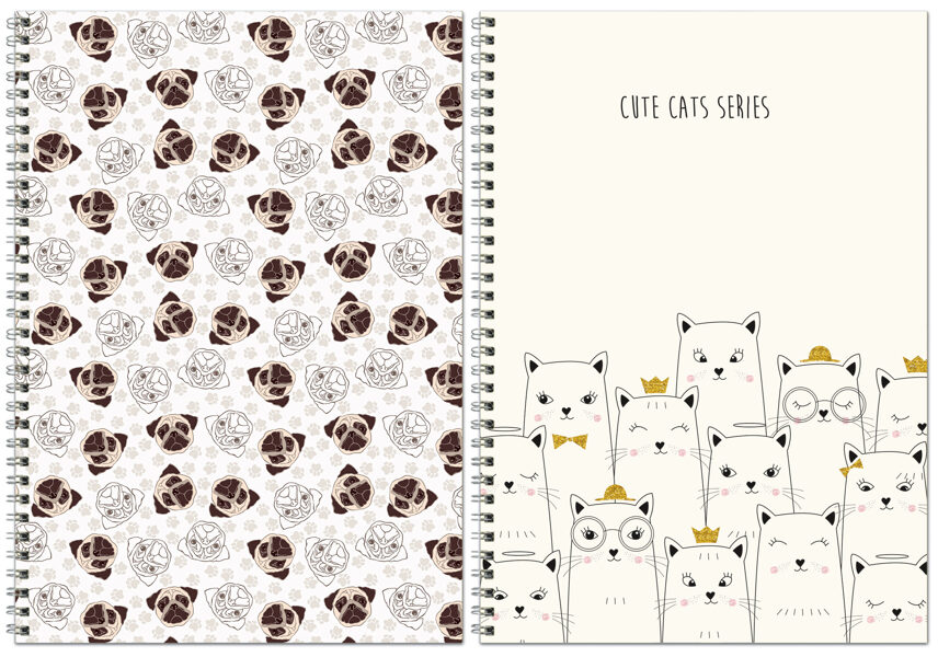 Klade A4 rūtiņu,  96 lap. spirālē Dzīvnieku sejas