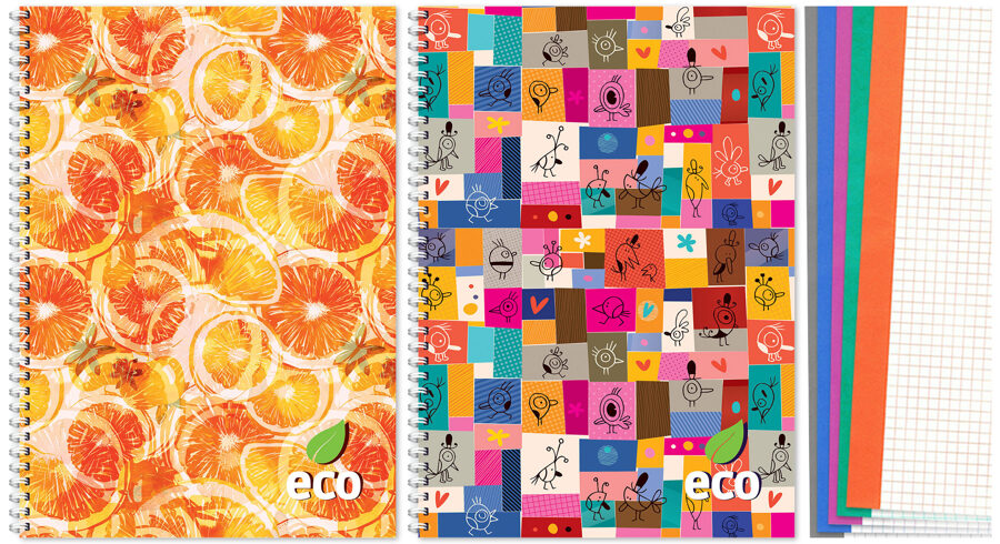 Klade A4 spirālē, krāsainas iekšlapas, rūtiņu, A4 80 lapas