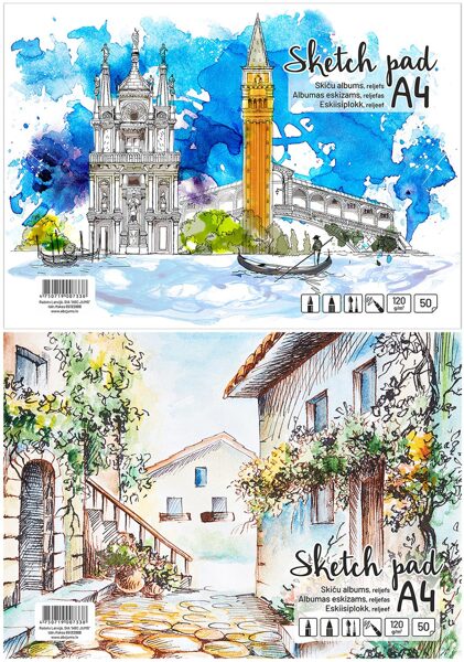 Skiču ALBUMS A4 zīmēšanai, spirālē, 120g reljefs, 50loksnes