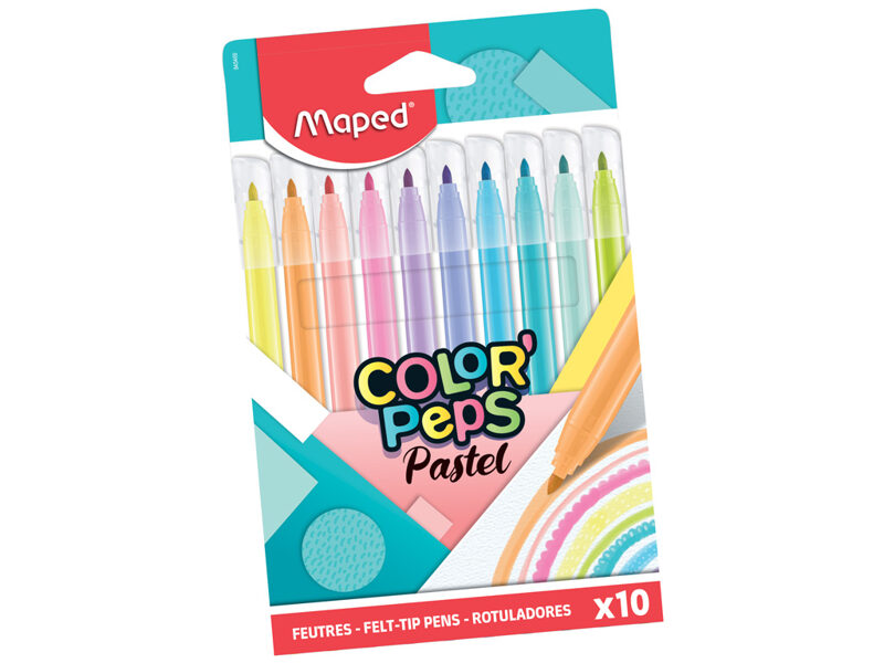 Flomasteri MAPED Pastel 10 krāsas, kartona blisterī, 12265050