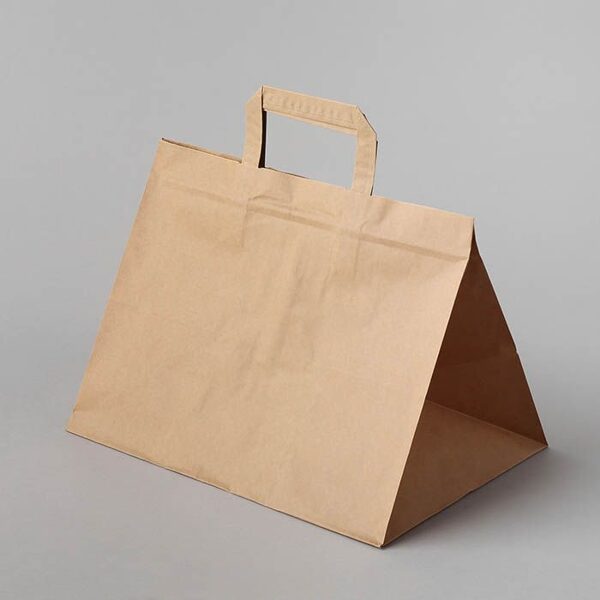 Paper bags 32x22x24,5cm with flat handles, brown, 25 pcs 161302
