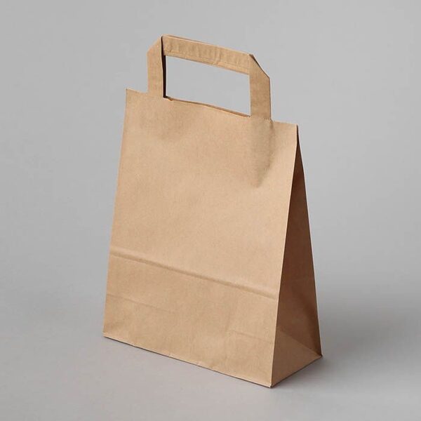 Paper bags 18x8x22cm with flat handles, brown