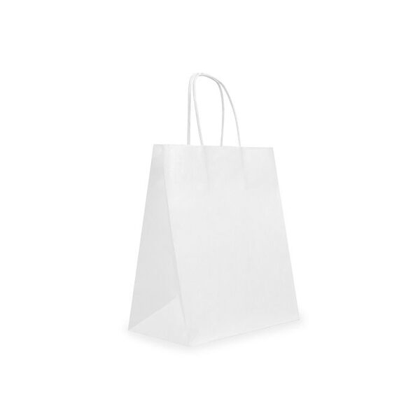 Paper bags 25x11x32cm with twisted handles, white, 161800BA