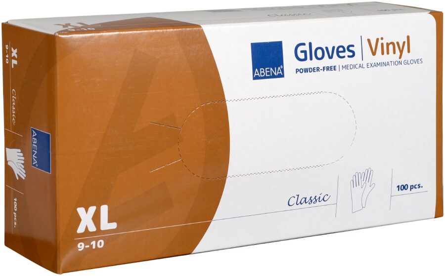 ABENA Disposable vinyl gloves, powder free, white, 100 pcs., XL, 180404342