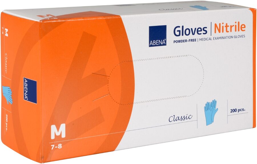 ABENA Disposable nitrile gloves without powder, blue, 200 pcs., S, M, L, 18040440