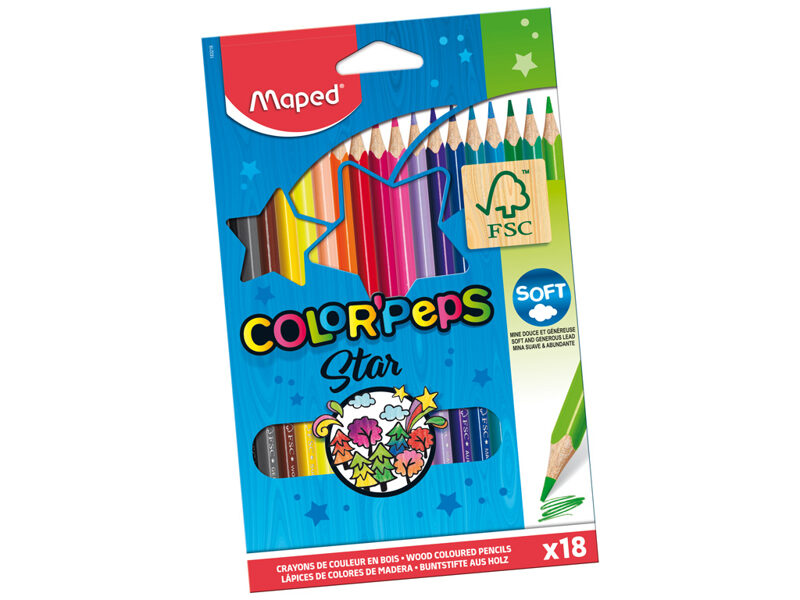 Zīmuļkrāsas MAPED "Color`Peps" 18 krāsas FSC, 12365018