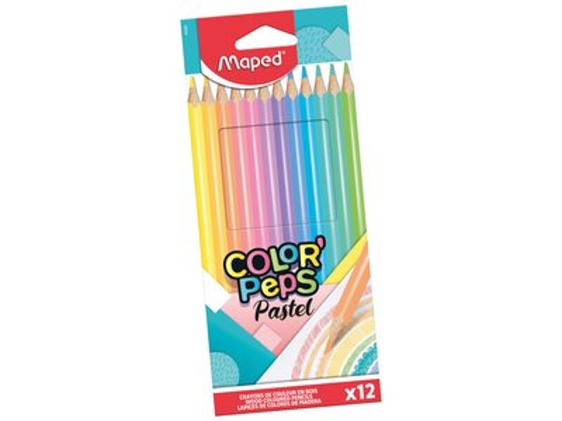 Zīmuļkrāsas MAPED "Color`Peps" Pastel 12 krāsas, 12365180