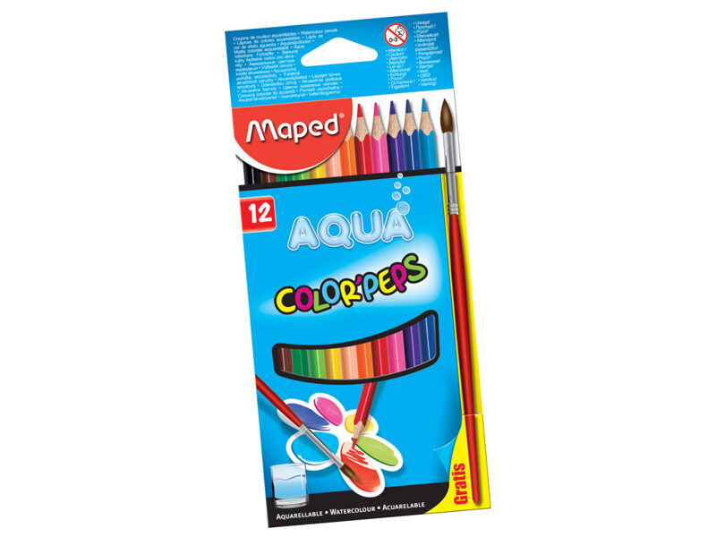 Zīmuļkrāsas MAPED "Color`Peps" Aqua 12 krāsas + 1 ota, 12365452