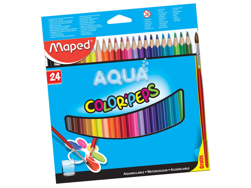 Zīmuļkrāsas MAPED "Color`Peps" Aqua 24 krāsas + 1 ota, 12365454