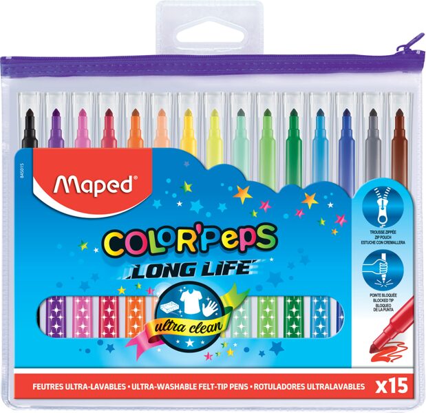 Flomasteri MAPED "Color`Peps" Long Life 15 krāsas, 12265015