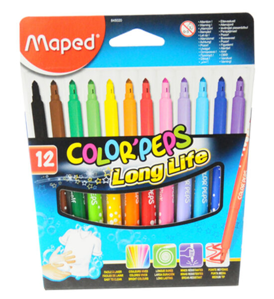 Flomasteri MAPED "Color Peps" Long Life 12 krāsas, 12265012