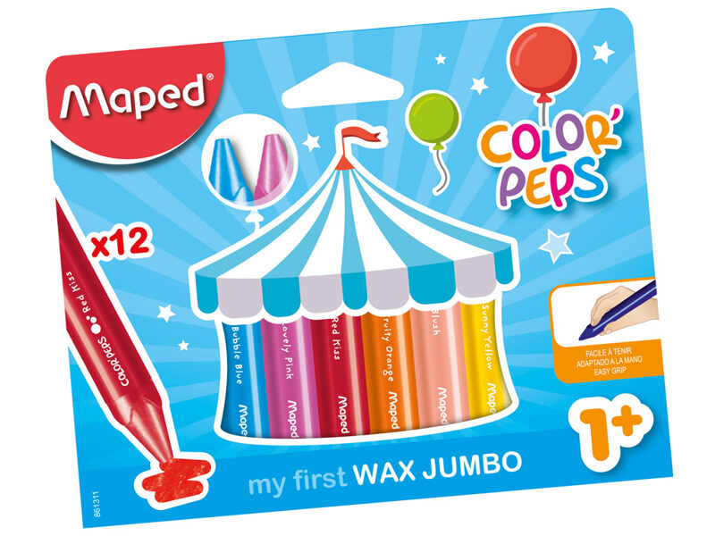 Vaska krītiņi MAPED Wax JUMBO 12 krāsas, 12465139