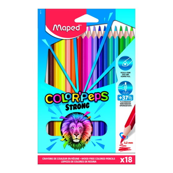 Zīmuļkrāsas MAPED "Color`Peps Strong" 18 krāsas, 12365020