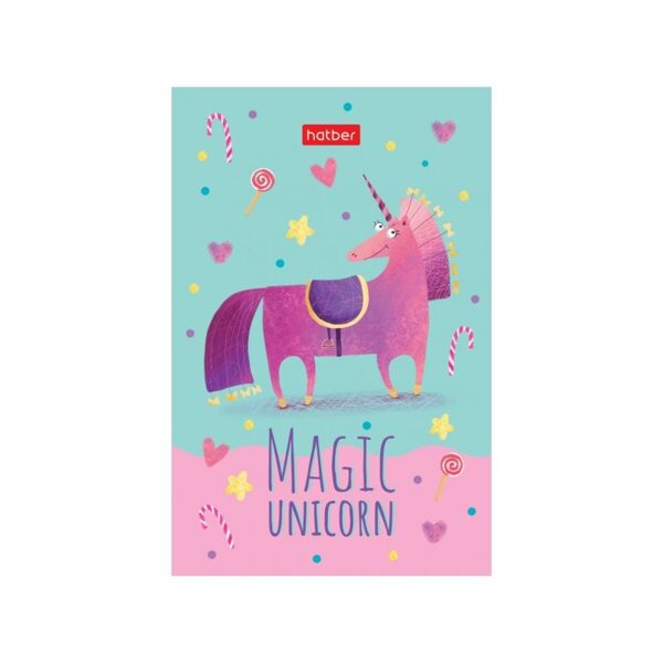 Bloknots A7 rūtiņu 48lp. 3.kr. līmēts "Magic Unicorns", 37598