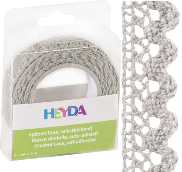 Auduma mežģīne 2m, pašlīmējoša, pelēka