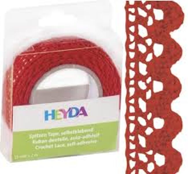 Auduma mežģīne 2m, pašlīmējoša, sarkana