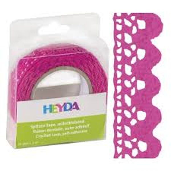 Auduma mežģīne 2m, pašlīmējoša, rozā