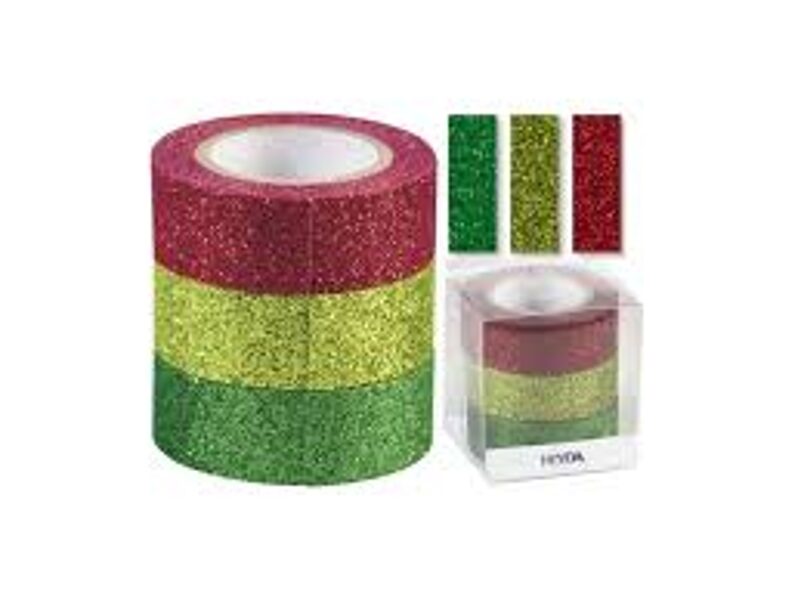 Līmlente ar spīdumu, sarkana/gaiši zaļa/zaļa