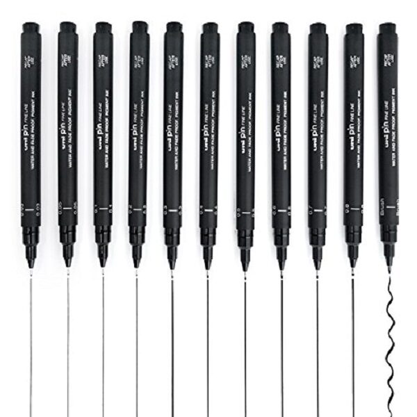 Marķieris - rapitogrāfs UNI PIN-200, melns, dažādu biezumu