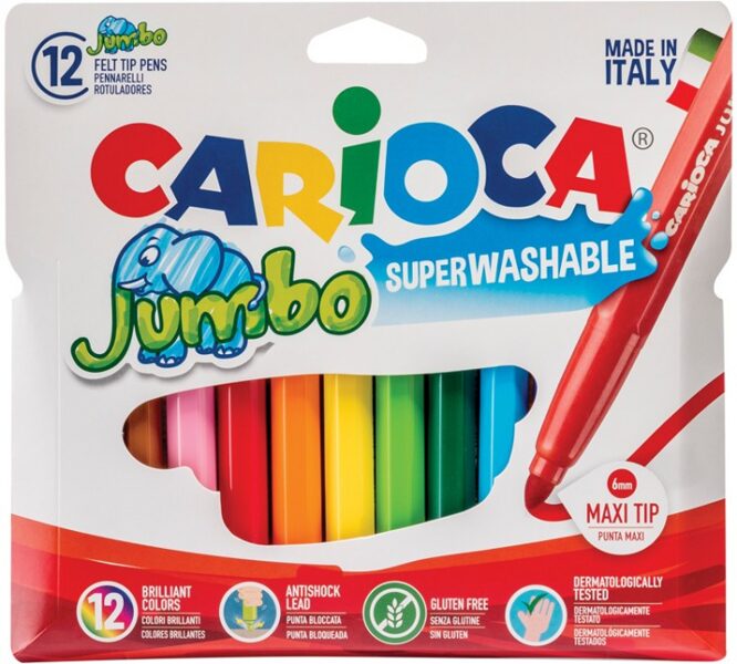 Flomasteri CARIOCA Jumbo 12 krāsas, 12233112