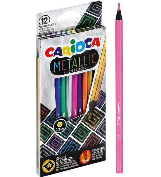 Zīmuļkrāsas CARIOCA "Metallic" 12 krāsas, 12333712