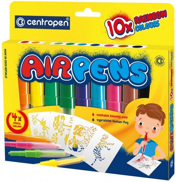 Flomasteri 10 krāsas, AirPens, Centropen, pūšamie