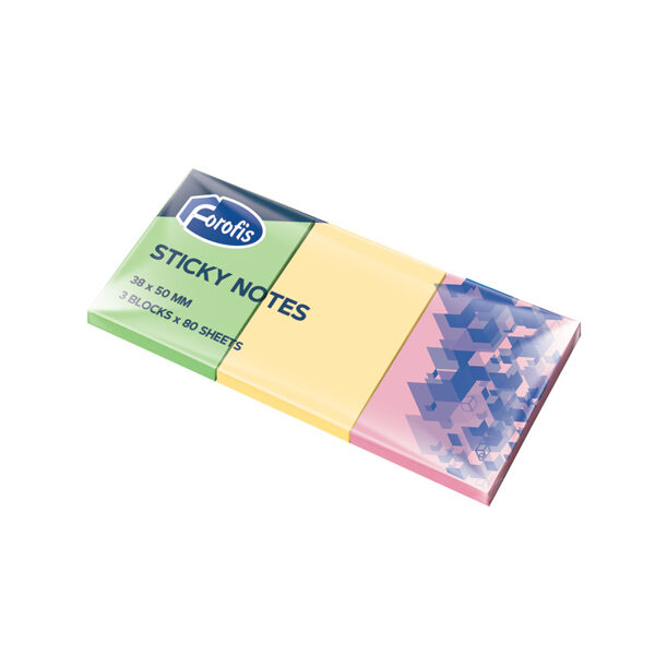 Līmlapiņas FOROFIS 3 neona krāsas x 80lp. 38x50mm