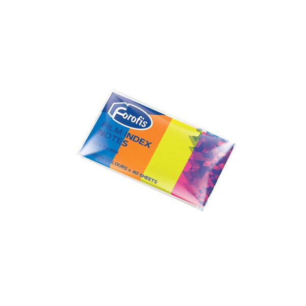 Plastikāta līmlapiņas-indeksi FOROFIS 4 neona krāsas x 40lp. 20x50mm