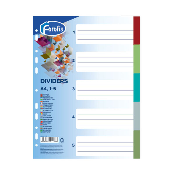 Sadalītājs A4 "1-5" 0.13mm krās.FOROFIS