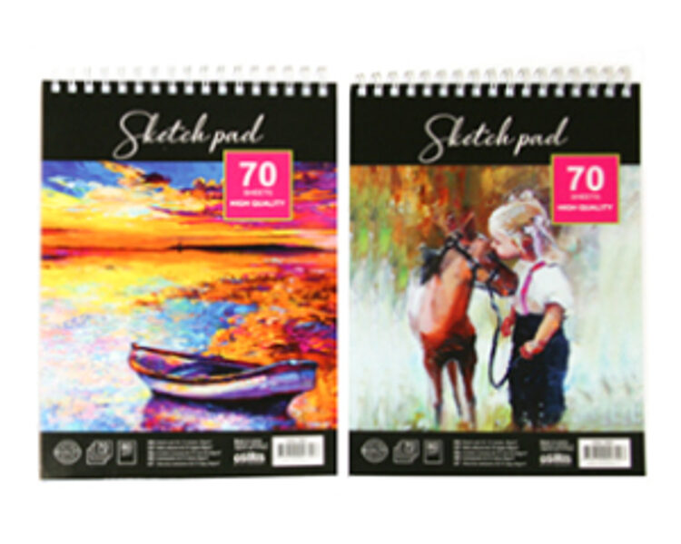 Albums skiču A5, 70 lapas, 80g/m2, gluds papīrs, ar spirāli, laminēts vāks, PAS 7997