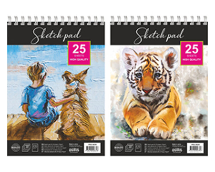 Albums skiču A5, 25 lapas, 210g/m2, akvareļu papīrs, ar spirāli, laminēts vāks, PAS 8628