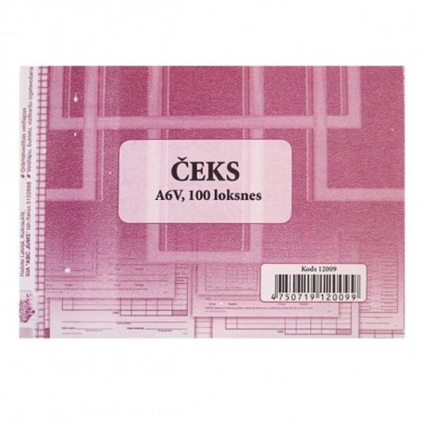 Čeks, A6 vienslāņu bez numura 100 loksnes