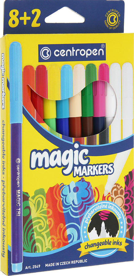 Flomasteri 8 krāsas Magic + korekcijas flomasteri 2gab, Centropen
