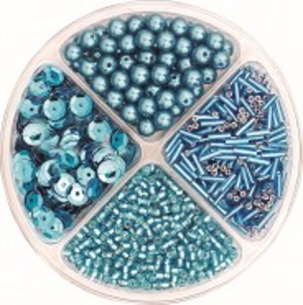 Pērlīšu un fliteru komplekts 30g, tirkīza
