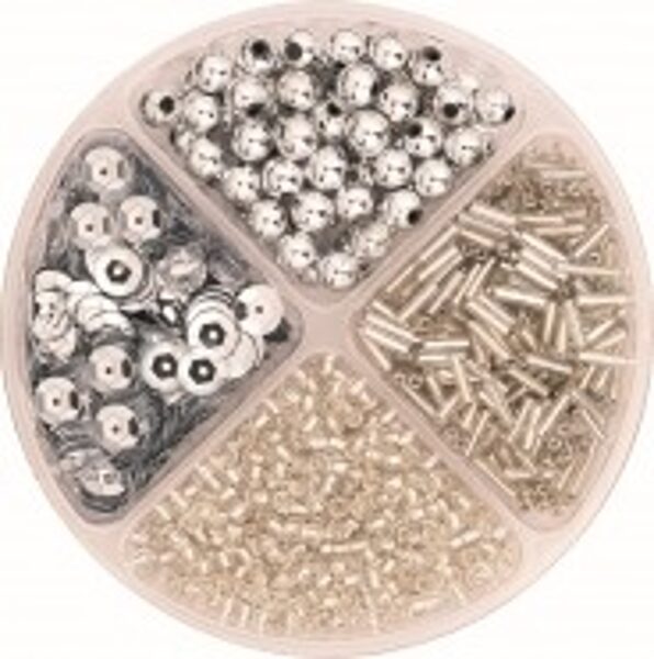 Pērlīšu un fliteru komplekts 30g, sudraba